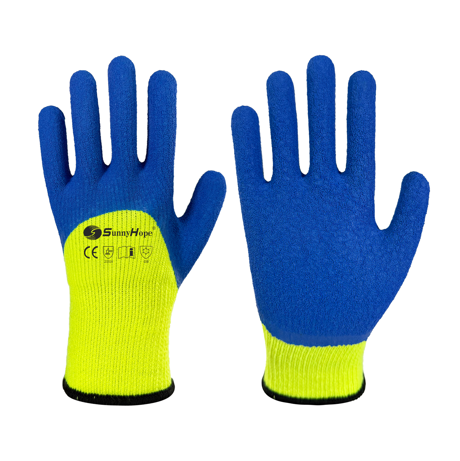 Heavy thermal lined 7gauge acrylic terry liner with crinkle latex coated, 3/4 dipped Gloves