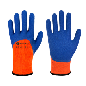 Heavy thermal lined 7gauge acrylic terry liner with crinkle latex coated, 3/4 dipped Gloves