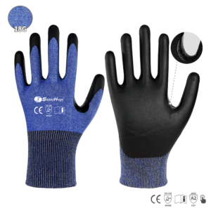 18 gauge,HPPE and nylon mixed liner with nitrile foam coated cutting gloves, Touchscreen Compatible, Reinforced between thumb and index finger